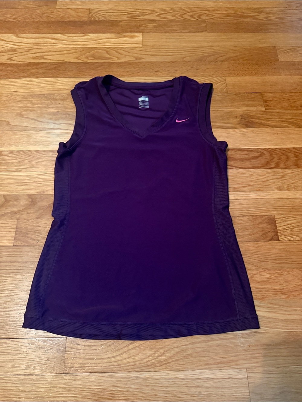 Nike Women’s Purple Athletic V-Neck Tank with Pink Swoosh